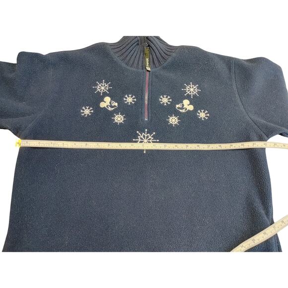 Disney Mickey Mouse Christmas Snowflake Quarter Zip Fleece Sweater Blue Womens S - Picture 5 of 7